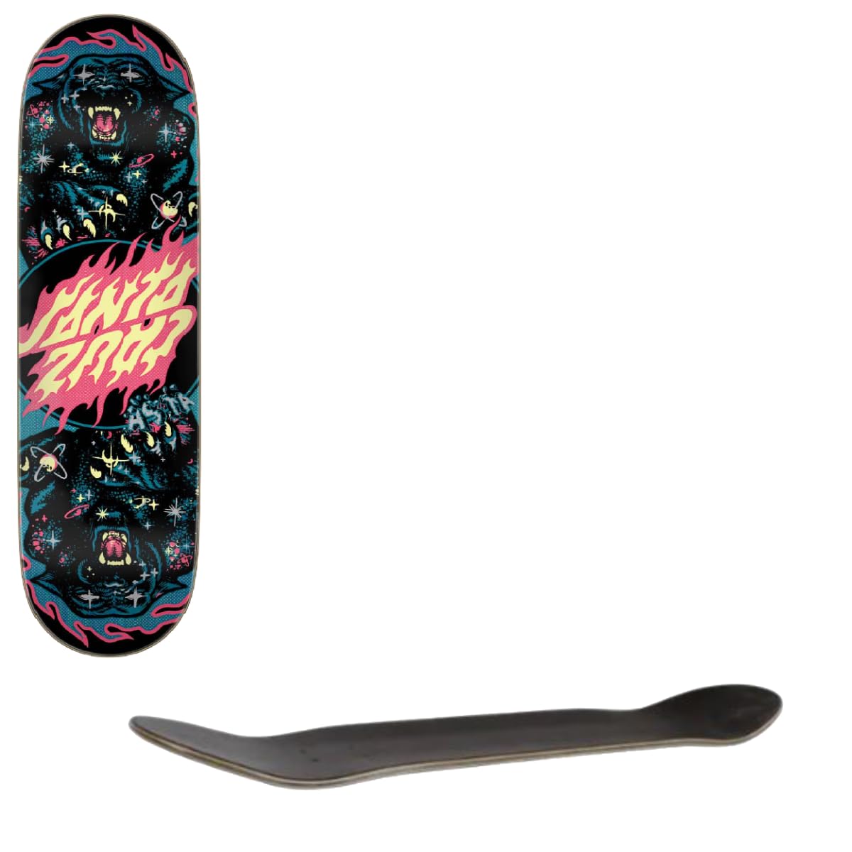 Santa Cruz Pro Skateboard Deck Asta Comic Twin Black/Pink/Blue 8.2